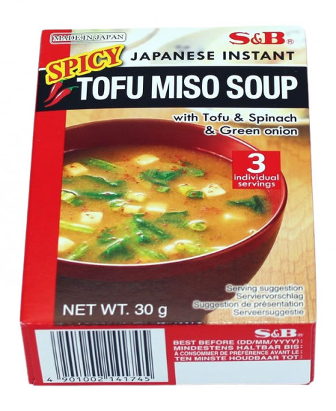 Japanische Instant-Tofu-Miso-Suppe mit Spinat und Frühlingszwiebeln, 30 g