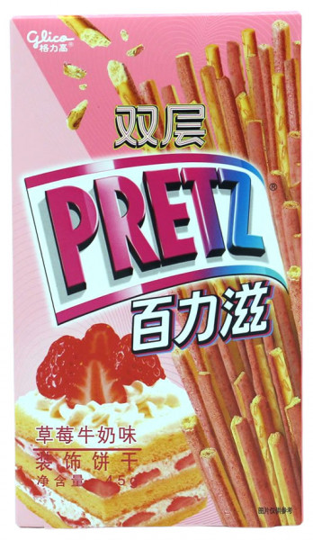 Glico PRETZ Kekssticks Erdbeere-Milch, 45 g