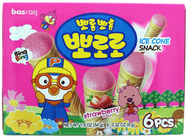 PORORO Koreanischer Eiswaffel-Snack Erdbeere, 54 g