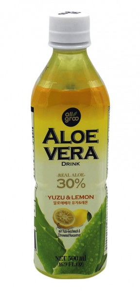 All Groo Aloe-Vera-Getränk mit Yuzu und Zitrone, 500 ml