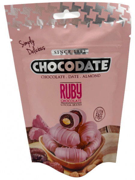 Datteln mit Mandeln Ruby Schokollade, 90 g