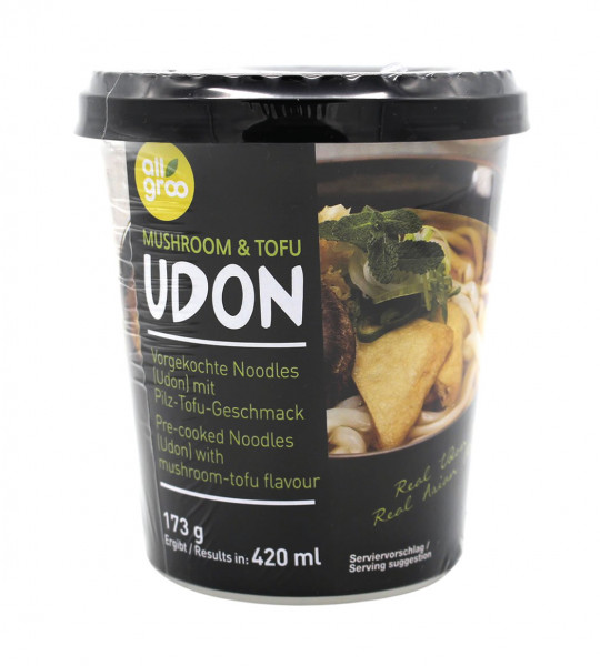 Allgroo Udon Nudeln vorgekocht mit Pilz-Tofu-Geschmack, 173 g