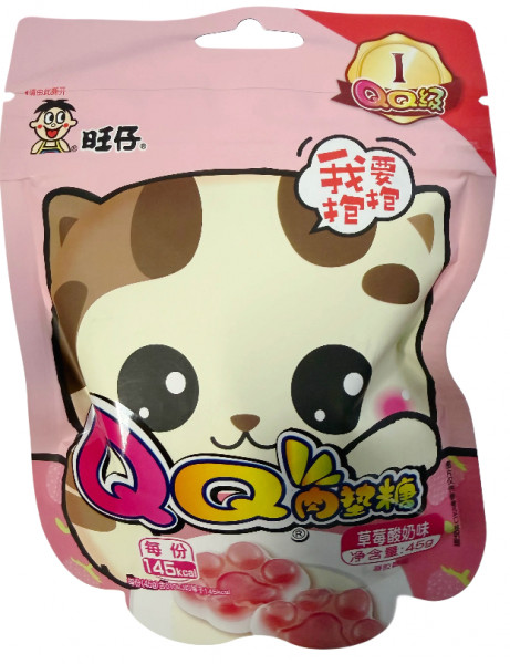 Want Want, Weiches Bonbon mit Erdbeer ung Joghurtgeschmack, 45 g