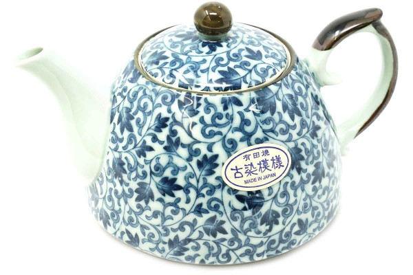 Japanische Teekanne mit blauem Blumenmuster, 500 ml