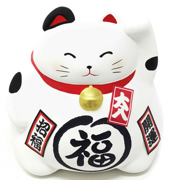 Maneki-neko „Glückskatze“, weiß, 9 cm