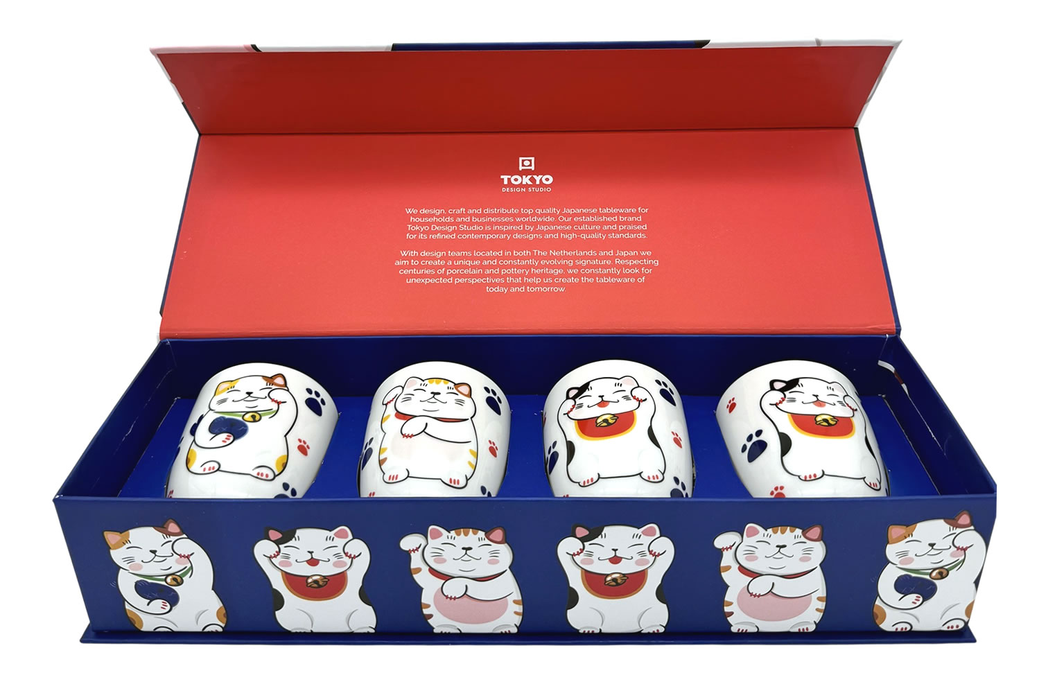 4-teiliges Schalen-Set Im Kirschblüten Design – Japanisches Geschirr In Geschenkbox