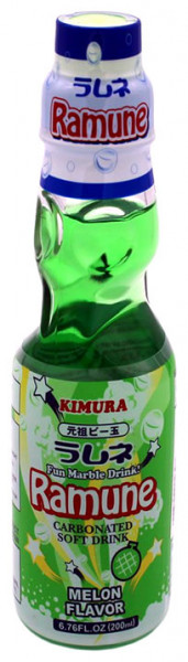 Kimura Ganso Ramune-Limonade mit Melonegeschmack, 200 ml
