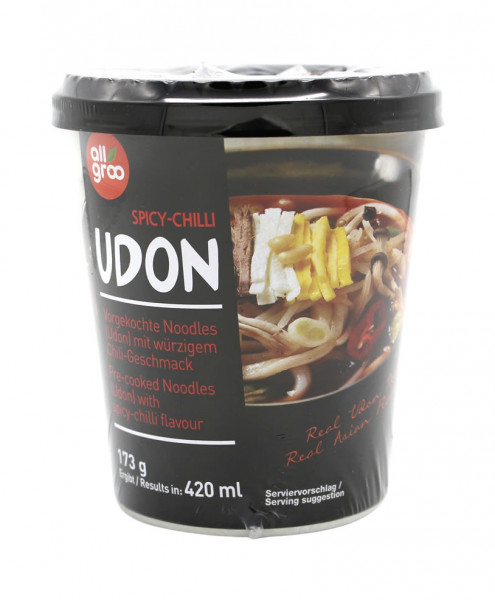 Allgroo Udon Nudeln vorgekocht mit würzigem Chili-Geschmack, 173 g