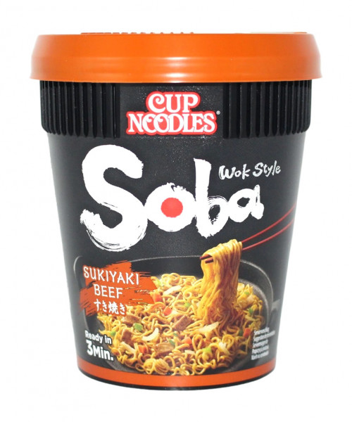 Nissin Soba Sukyaki-Rindfleisch Cup Nudeln, 90 g