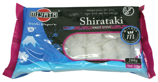 Miyata Shirataki Nudeln aus Konjakmehl zu Knoten gebunden, 200 g