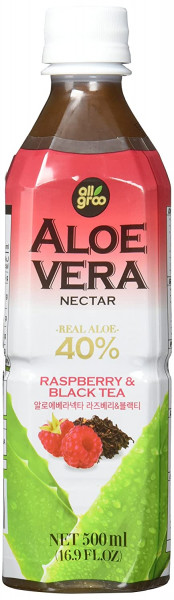 All Groo Aloe-Vera-Getränk mit schwarzem Tee und Himbeere, 500 ml