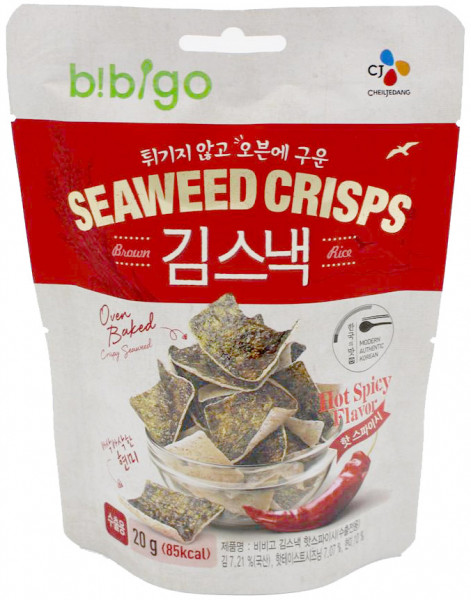 Bibigo Algen-Chips mit Hot-Spicy-Geschmack, 20 g