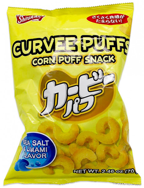 Shirakiku Curvee Puffs Mais-Snack mit Meersalz-Umami-Geschmack, 70 g