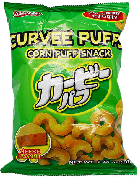 Shirakiku Curvee Puffs Mais-Snack mit Käse-Geschmack, 70 g