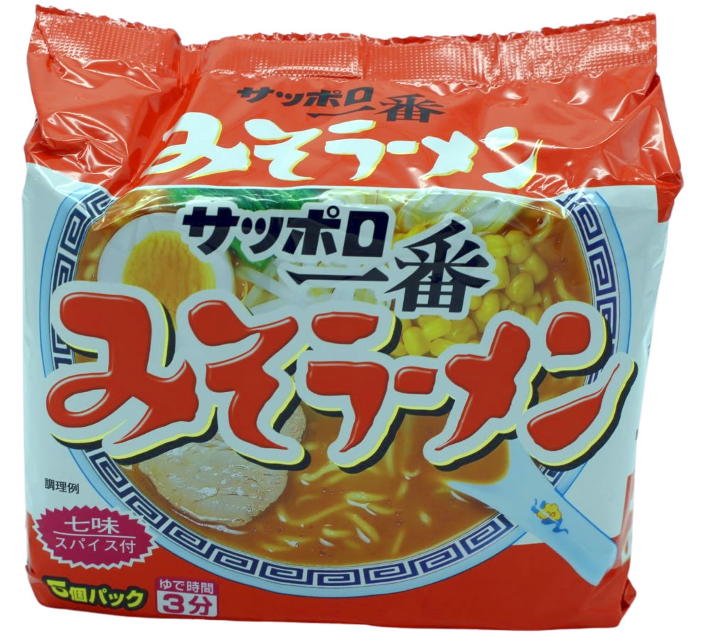 Sapporo Ichiban Ramen Nudeln Miso-Geschmack, 5 Beutel je 100g